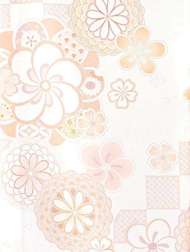 女児産着 お宮参りD0101 単衣 白 オレンジ ねじり梅 桜ししゅう