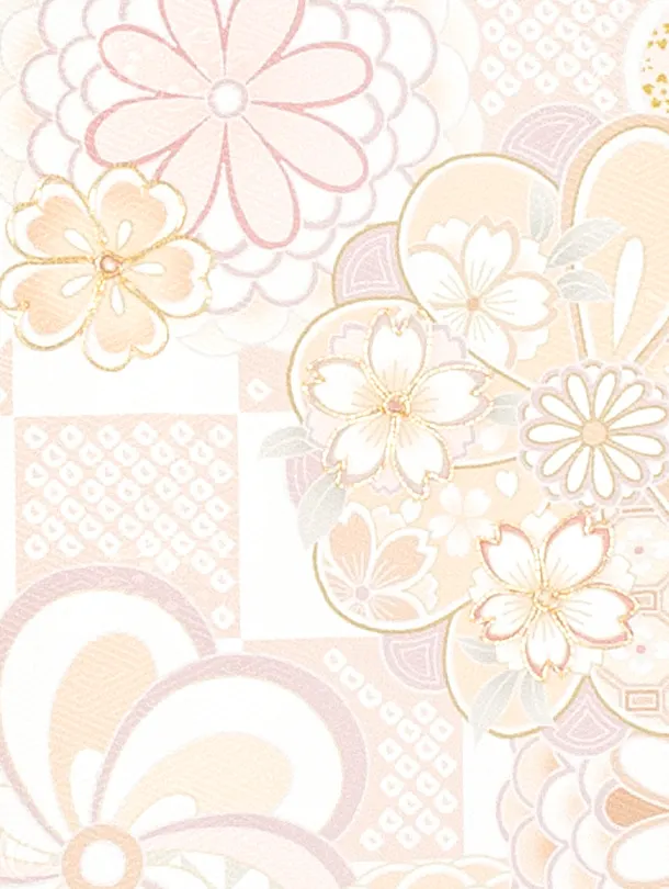 女児産着 お宮参りD0101 単衣 白 オレンジ ねじり梅 桜ししゅう