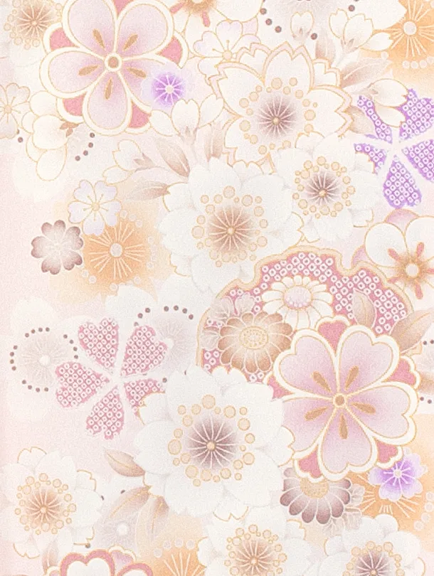 女児産着 お宮参りD0105 単衣 薄ピンク 地紋 花と毬