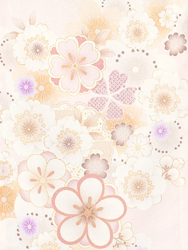 女児産着 お宮参りD0105 単衣 薄ピンク 地紋 花と毬