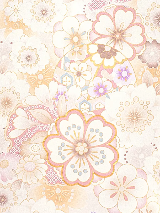 女児産着 お宮参りD0106 単衣 淡いピンクベージュ地紋 花と毬