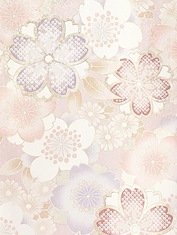 女児産着 お宮参りD0107 単衣 淡くすみ紫系花柄小紋