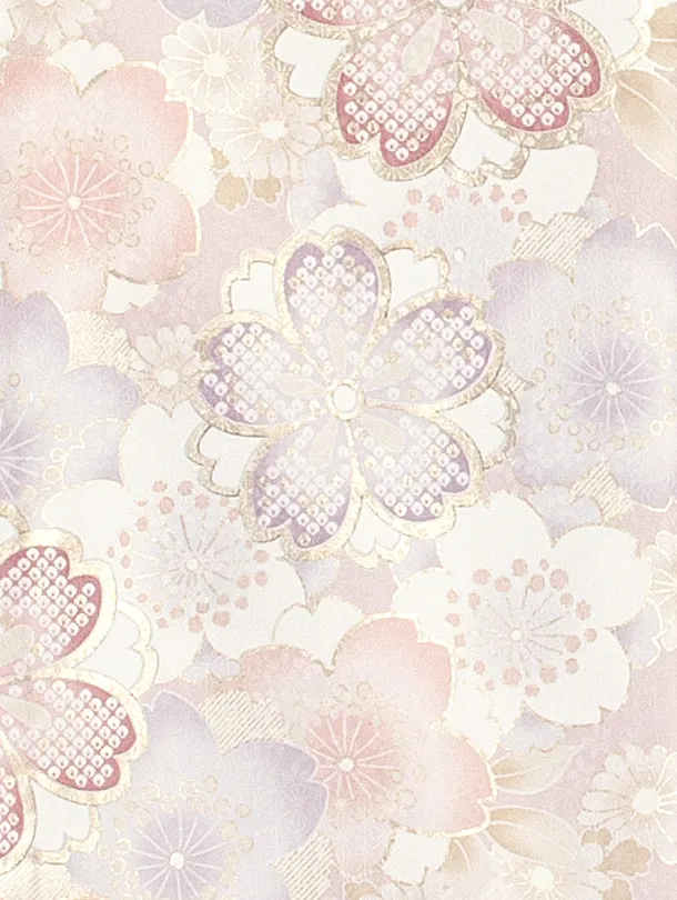 女児産着 お宮参りD0107 単衣 淡くすみ紫系花柄小紋