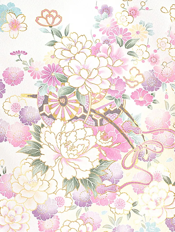 女児産着 お宮参りD0116 単衣 白クリーム 花車