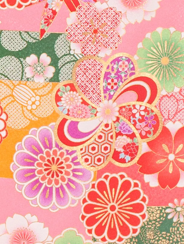 女児産着 お宮参りD0122ピンク ねじり梅 桜