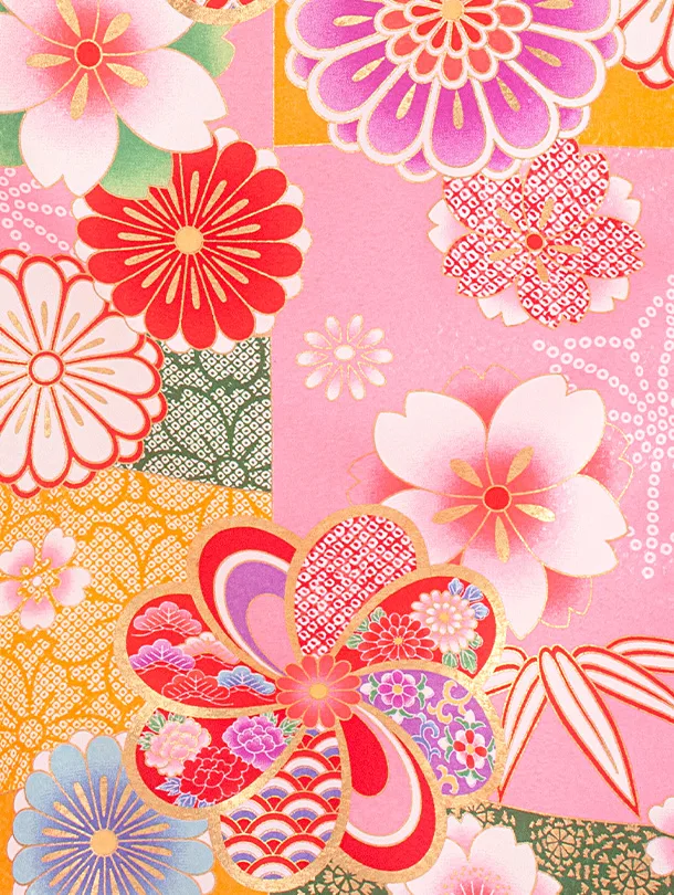 女児産着 お宮参りD0122ピンク ねじり梅 桜