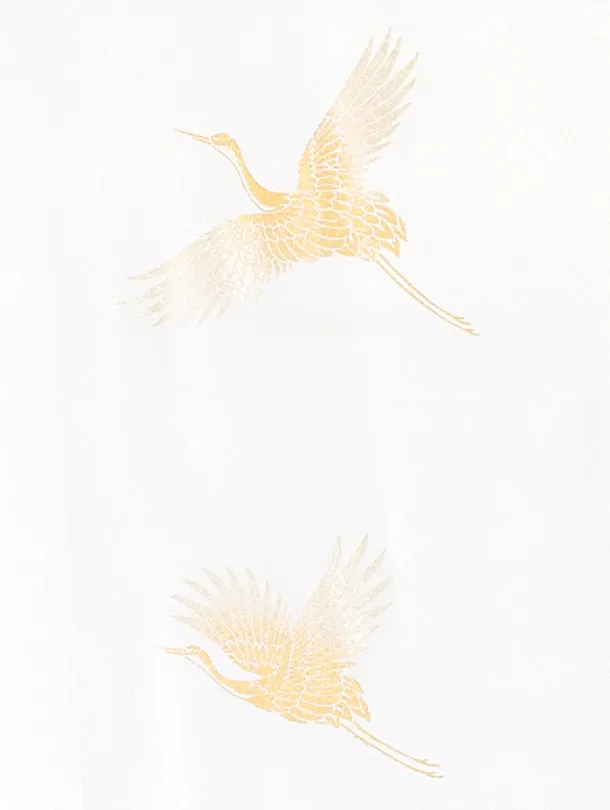 【正絹】男児女児 産着 お宮参りD0123 白 金銀鶴