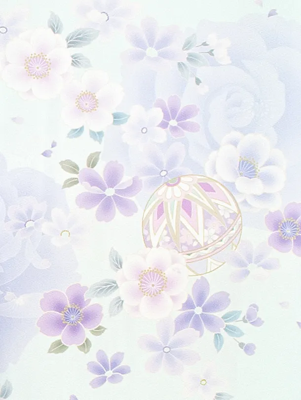 女児産着 お宮参りD0124 ミント 鞠 牡丹