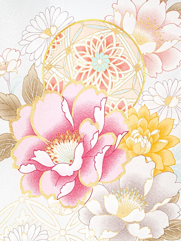 女児産着 お宮参りD0129 月白色 牡丹 藤鞠 ししゅう