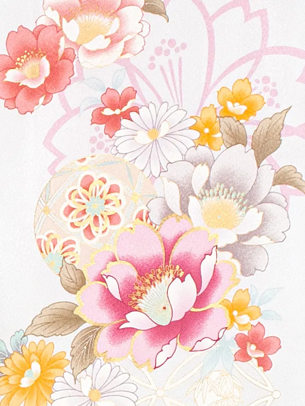 女児産着 お宮参りD0129 月白色 牡丹 藤鞠 ししゅう