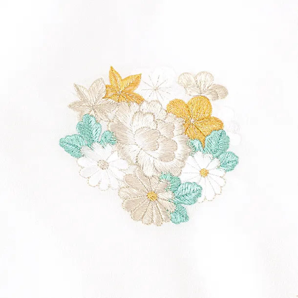 女児産着 お宮参りD0132 白 桜束ねのし 金銀 色ししゅう