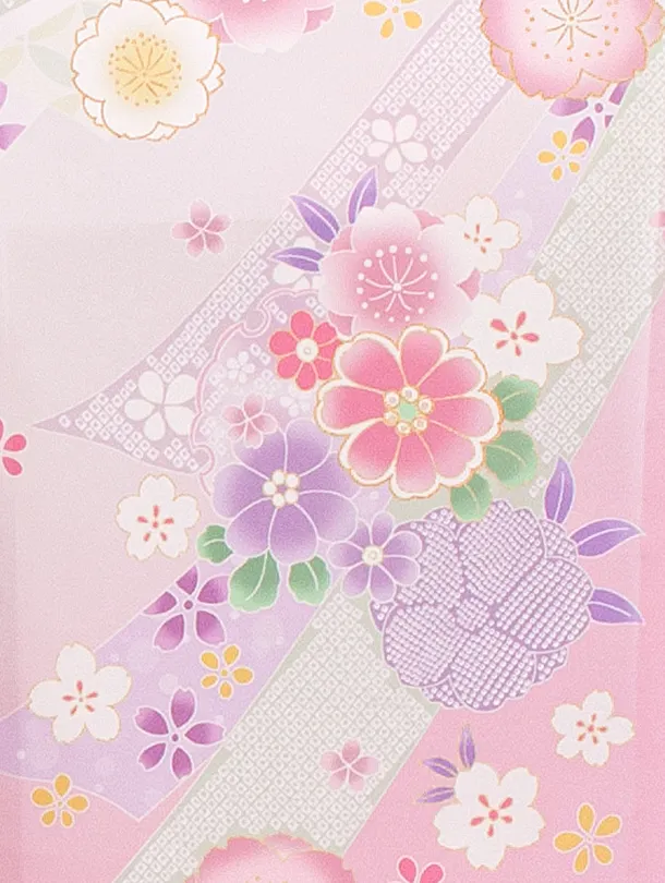 女児産着 お宮参りD0137 単衣 薄紫ピンク 鞠 のし 花