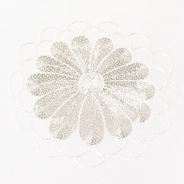 女児産着 お宮参りD0140 白 折鶴 花車 銀ししゅう