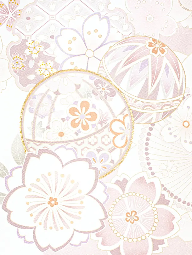 女児産着 お宮参りD0150 単衣 白くすみピンク 八重桜 まり