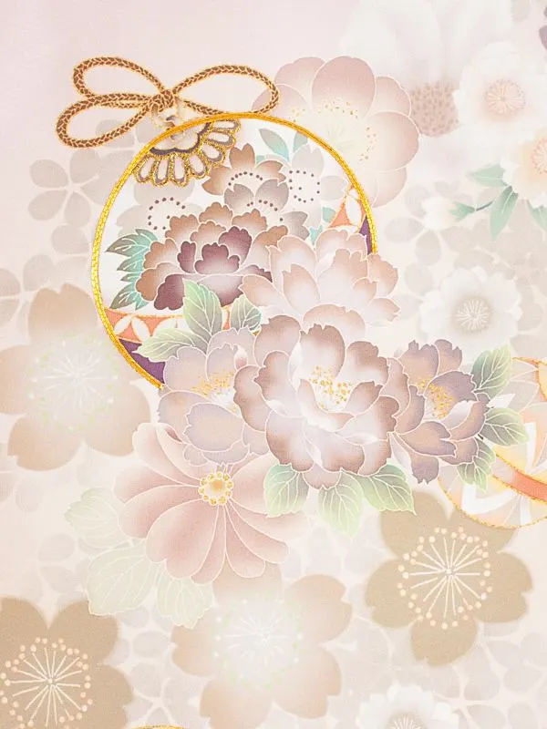 女児産着 お宮参りD0187 くすみピンク 鞠牡丹 桜