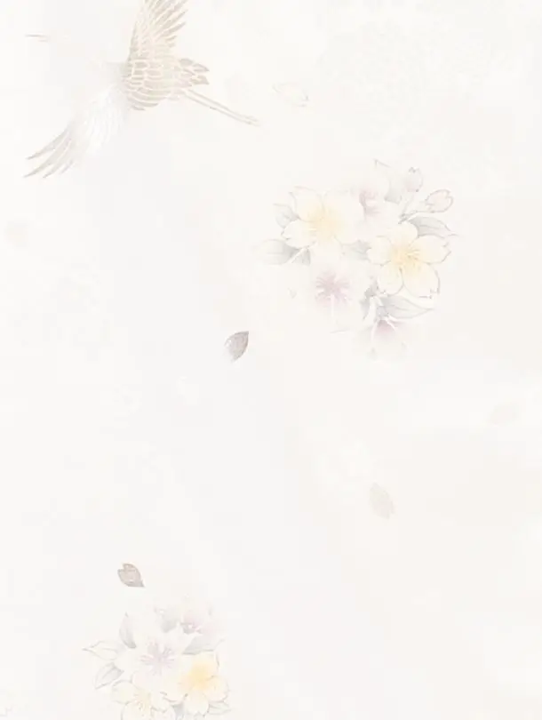 女児産着 お宮参りD0196 白 鶴 桜 銀彩 花地紋