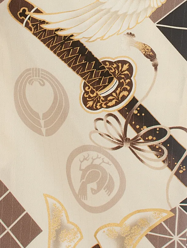 [かんたん着付]七五三(3歳)D3089 JAPANSTYLE 刀と白鷹／茶袴