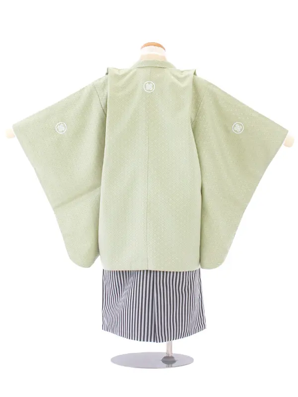 [かんたん着付]七五三(5歳袴)D5047 薄緑 羽織×縞袴