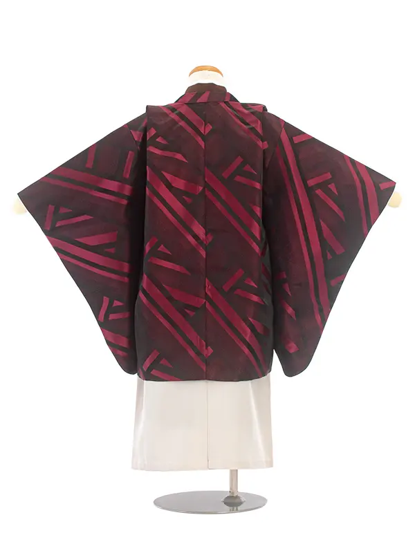 【簡単帯付き】七五三(5歳6歳袴)D5052 変わり縞 羽織