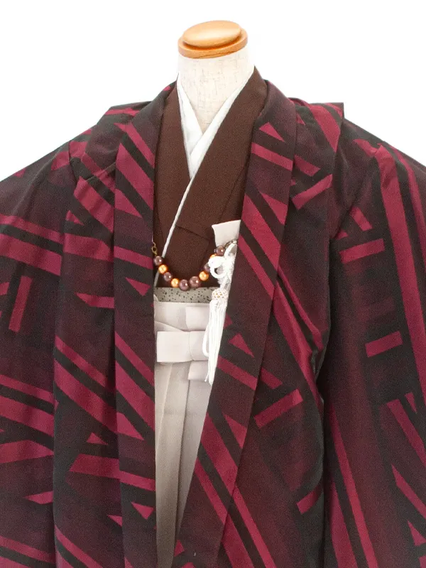 【簡単帯付き】七五三(5歳6歳袴)D5052 変わり縞 羽織