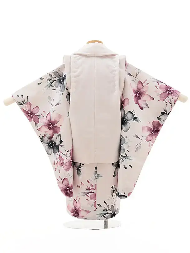 七五三(3歳女児被布)D3003 ピンク地 花 ／ピンク地 花