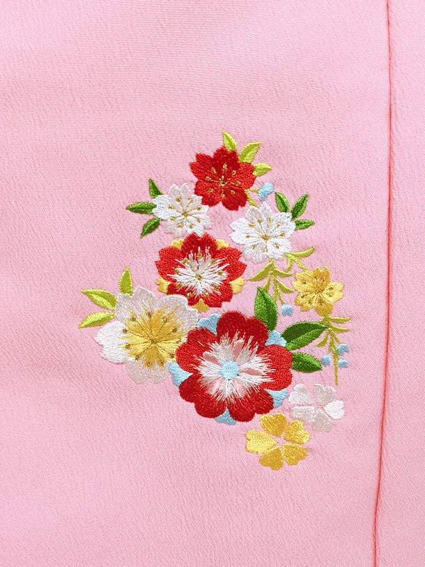 2歳女児被布　D3075 ピンク×オレンジ系　花