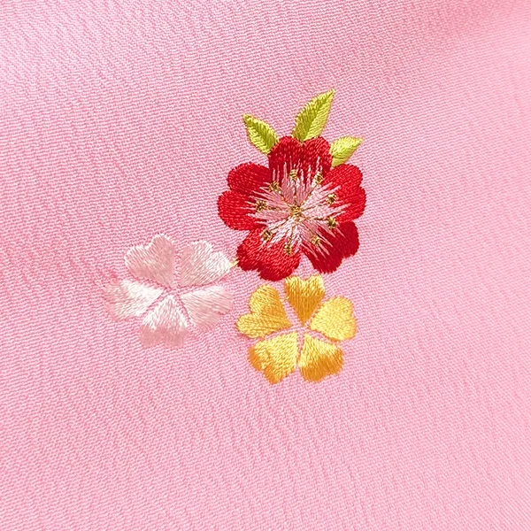 2歳女児被布　D3075 ピンク×オレンジ系　花