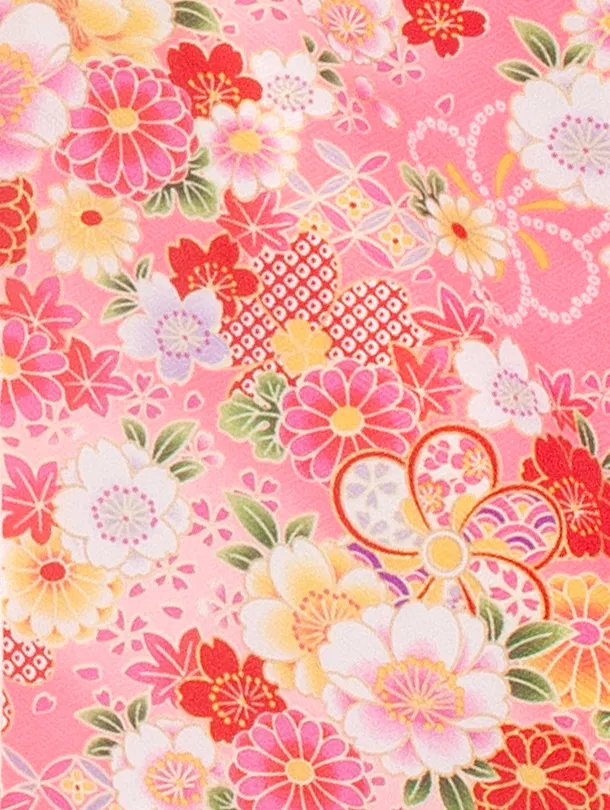 2歳3歳女児被布 D3099 白×ピンク 桜 梅
