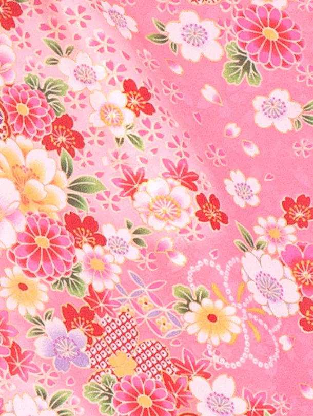 2歳3歳女児被布 D3100 白×ピンク 桜 梅