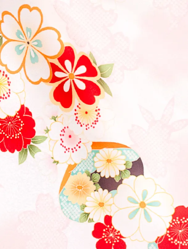 2歳女児被布 D3118 オレンジピンク×薄ピンク 古典祝華