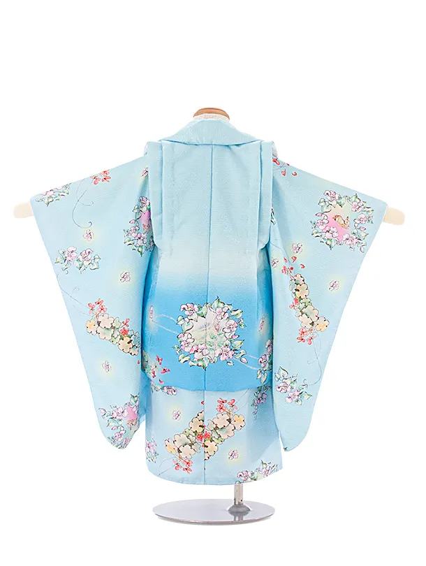 2歳女児被布 D3121 水色×水色 ピータラビット