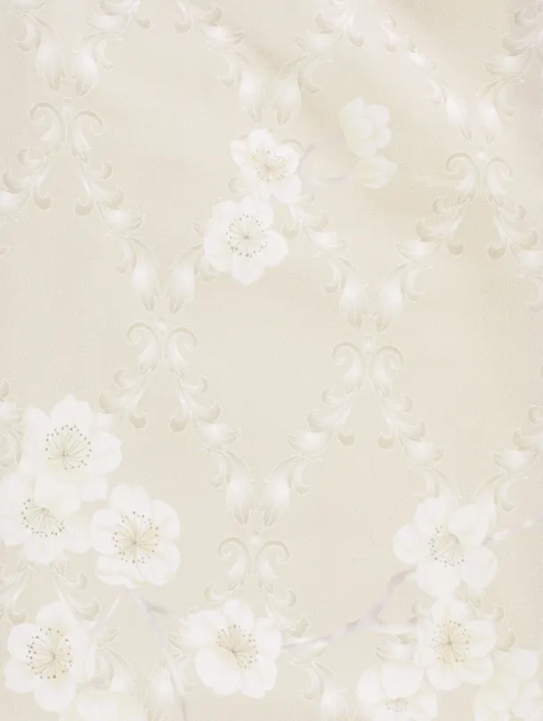 2歳3歳女児被布 D3142 KAGURA オフホワイト 小花×ベージュ 月花