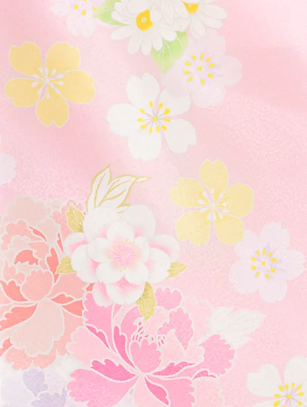 3歳女児被布 D3152 白×薄ピンク 牡丹に桜
