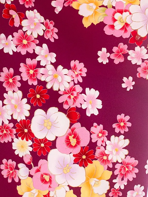 3歳女児被布 D3165 クリームまり×紫花