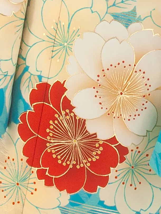 七五三レンタル(7歳女児結び帯) D7004 京舞 水色 八重桜