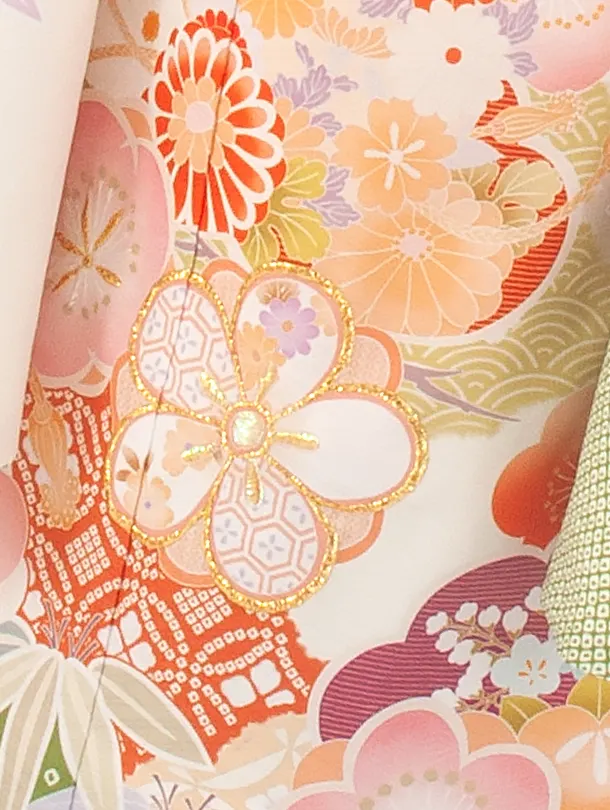 七五三レンタル(7歳女結び帯)式部浪漫 クリームヒワ 梅がさね