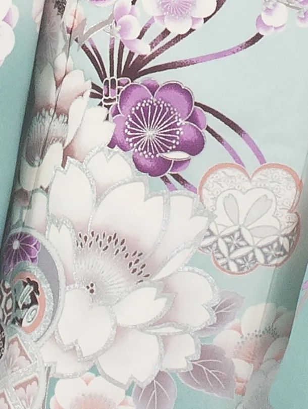 七五三レンタル(7歳女児結び帯) D7017 水色 梅 水引