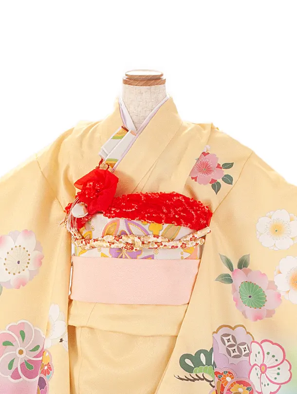 七五三レンタル(7歳女結び帯)黄色 菱松風