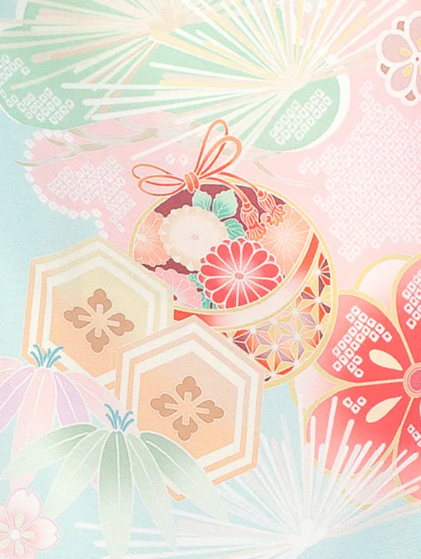 七五三レンタル(7歳女児結び帯) D7026 式部浪漫 水色 梅まり