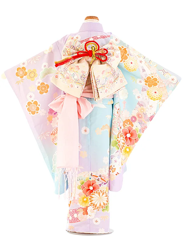 七五三レンタル(7歳女児結び帯) D7032 式部浪漫 雪輪のし 藤色