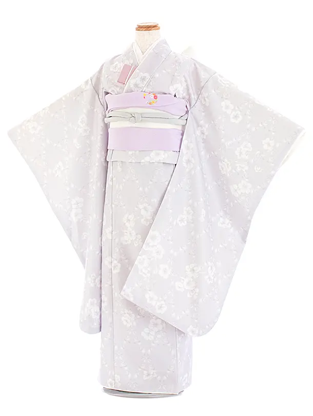 七五三レンタル(7歳女児結び帯) D7034 KAGURA 月花 パープル