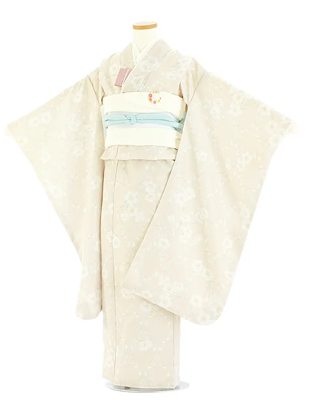 七五三レンタル(7歳女児結び帯) D7035 KAGURA 月花 ベージュ