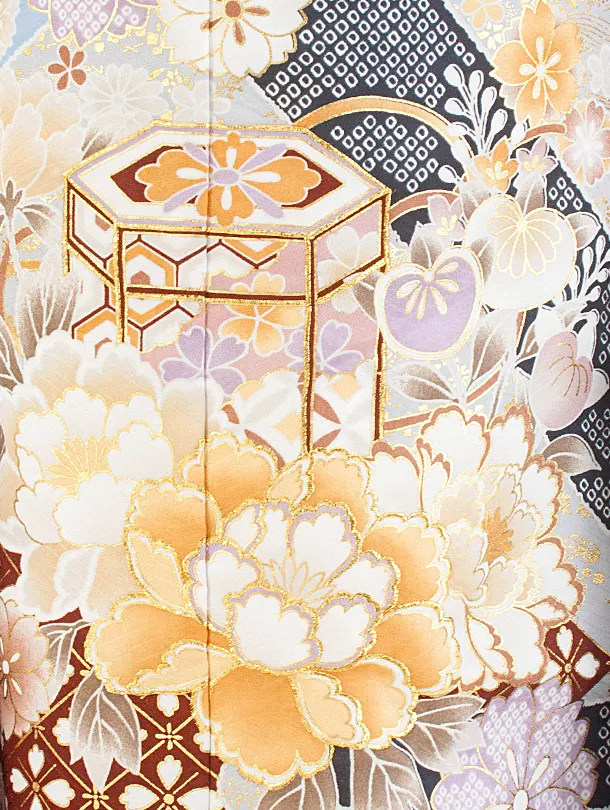 七五三レンタル(7歳女児結び帯) D7057 水色 紺疋田 芍薬 桜