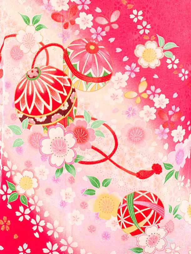 【正絹】七五三レンタル(7歳女児結び帯) D7063 ピンク 桜