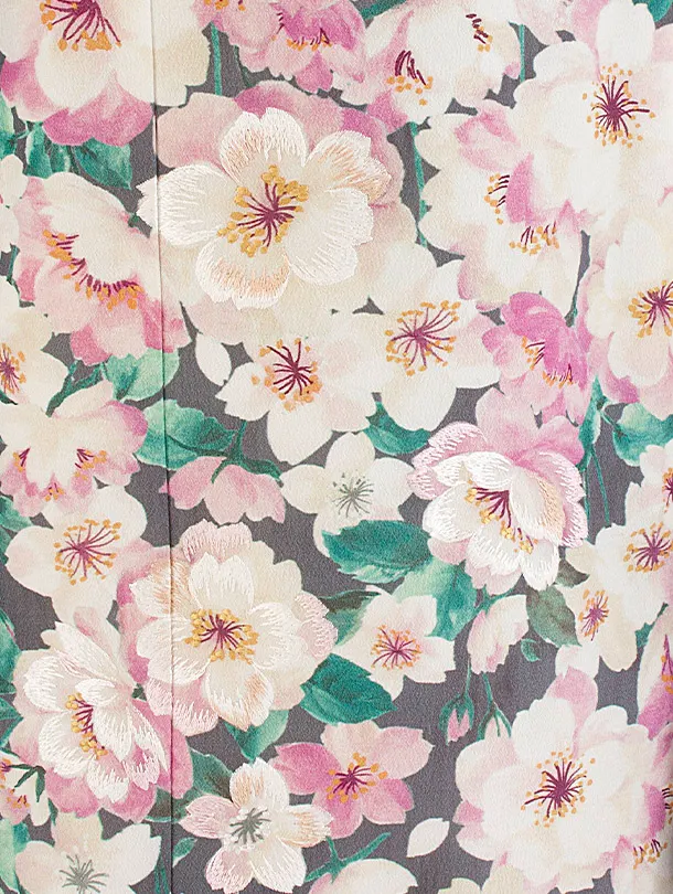 七五三レンタル(7歳女児結び帯) D7071 JILL STUART グレー 桜