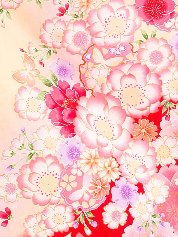 七五三レンタル(7歳女児結び帯) D7086 白ピンク 八重桜