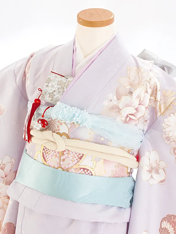 七五三レンタル(7歳女児結び帯) D7093 薄紫 まり 牡丹