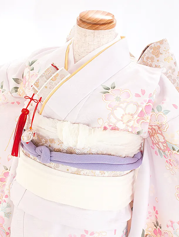 七五三レンタル(7歳女児結び帯) D7118 薄紫 絵羽 花吹雪 鞠