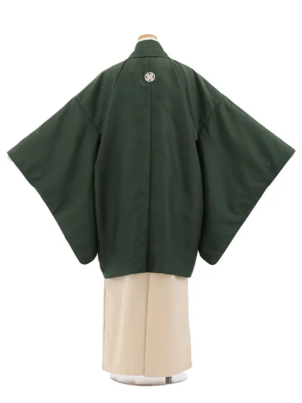 小学生男児 D0043 カーキ紋付×アイボリー