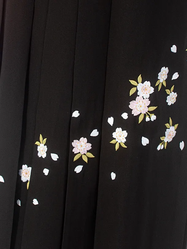 小学生卒業袴(女の子)D003 紫 ねじり梅 花×黒袴